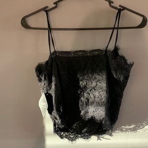 cropped lace tank top